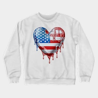 American Flag Dripping Heart #5 Crewneck Sweatshirt